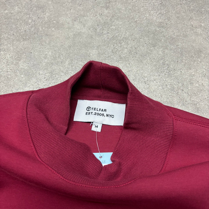 Telfar Dark Red Embossed Mockneck Sweatshirt (M)