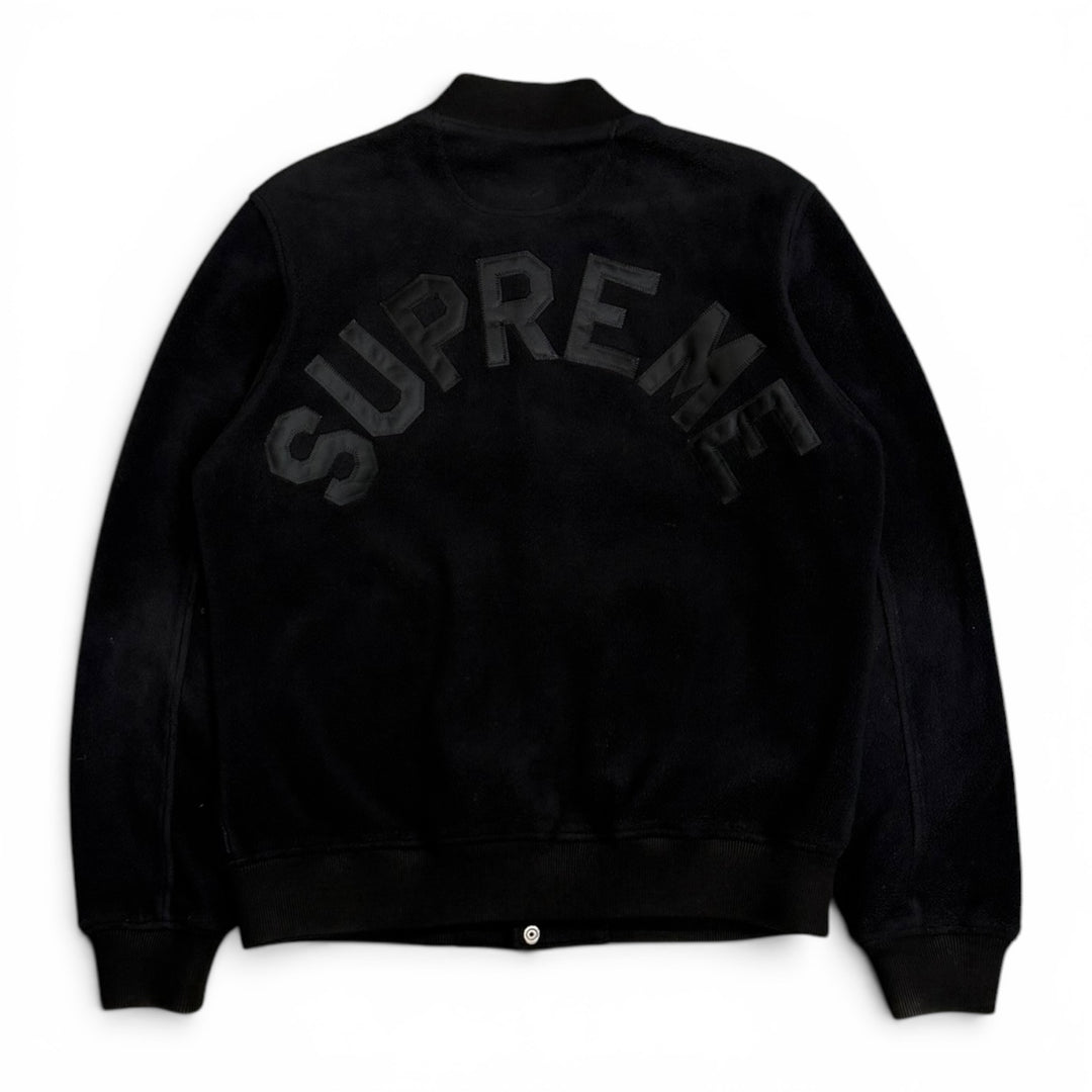 Supreme Black Fleece Button Up Varsity Jacket (L)