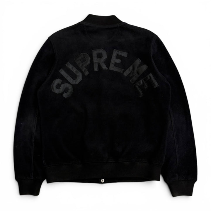 Supreme Black Fleece Button Up Varsity Jacket (L)