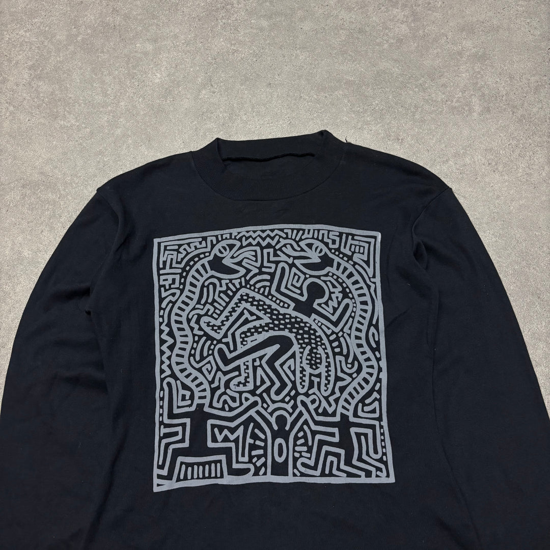 Rare 80's Keith Haring Graphic Black Sweatshirt (M)