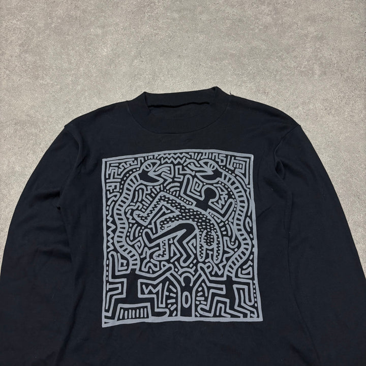 Rare 80's Keith Haring Graphic Black Sweatshirt (M)
