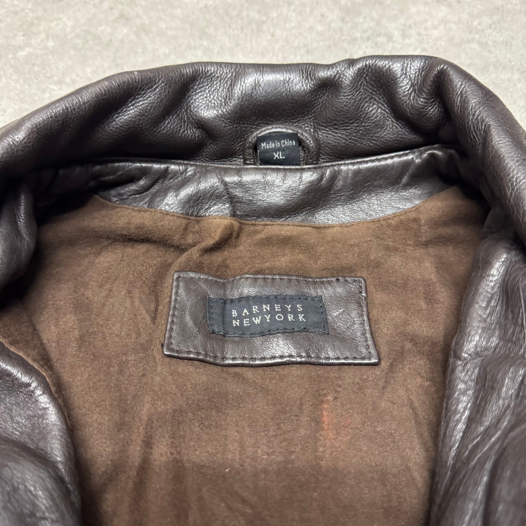 Vintage Barneys New York Brown Leather Jacket (XL)