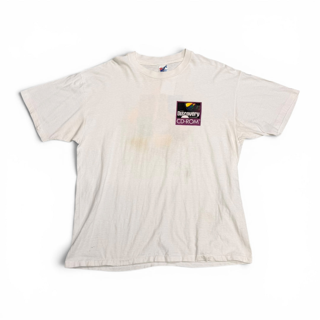 90's Vintage The Discovery Channel White Graphic T-Shirt (XL)