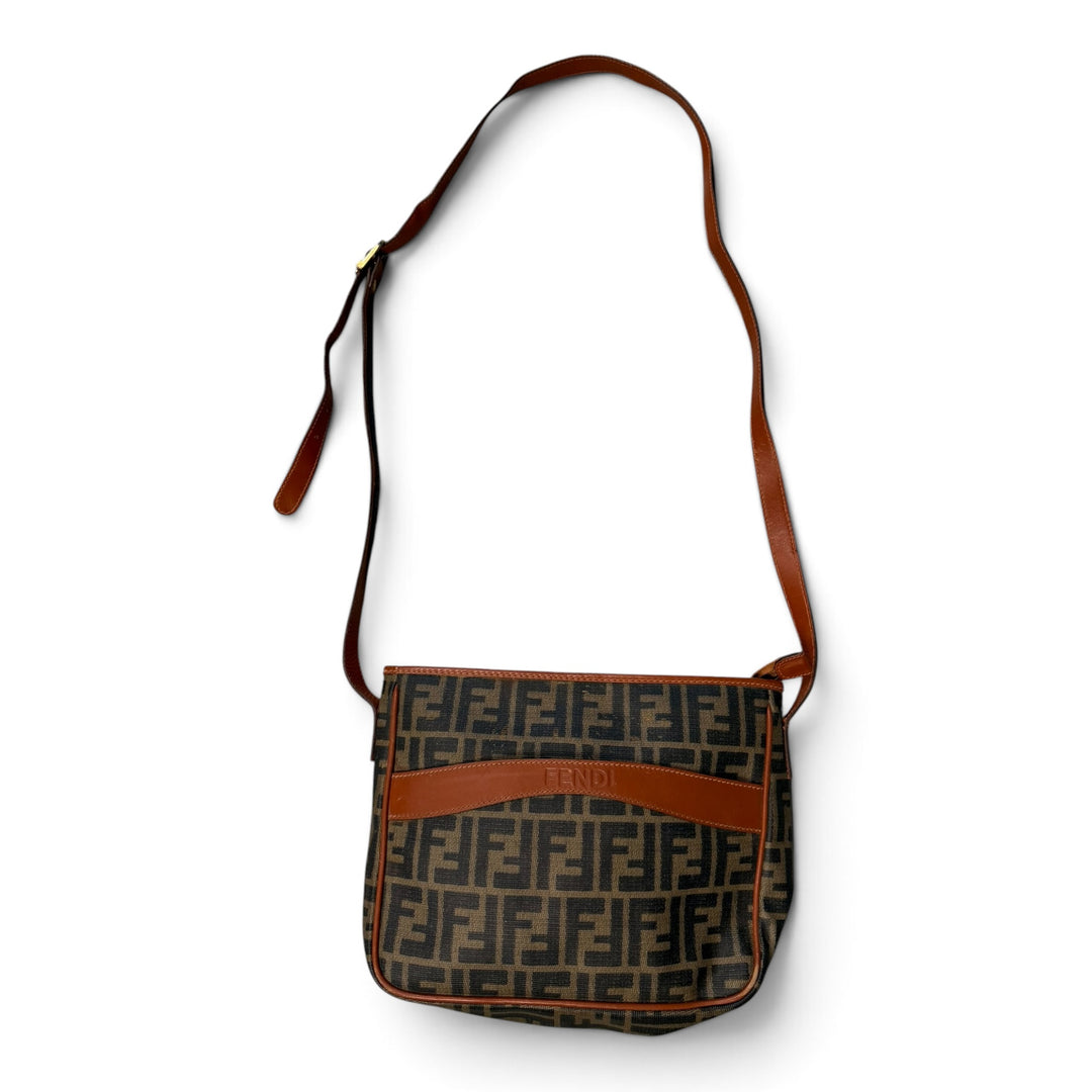 Vintage Fendi Monogram Cross Bag Brown