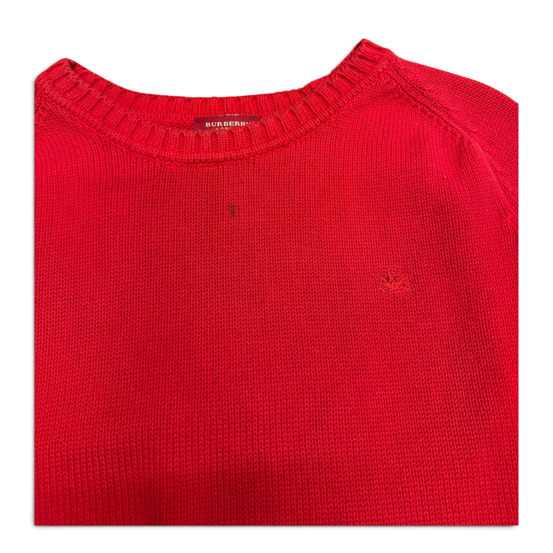 Vintage Burberry Red Crew Neck Knitted Jumper (M)