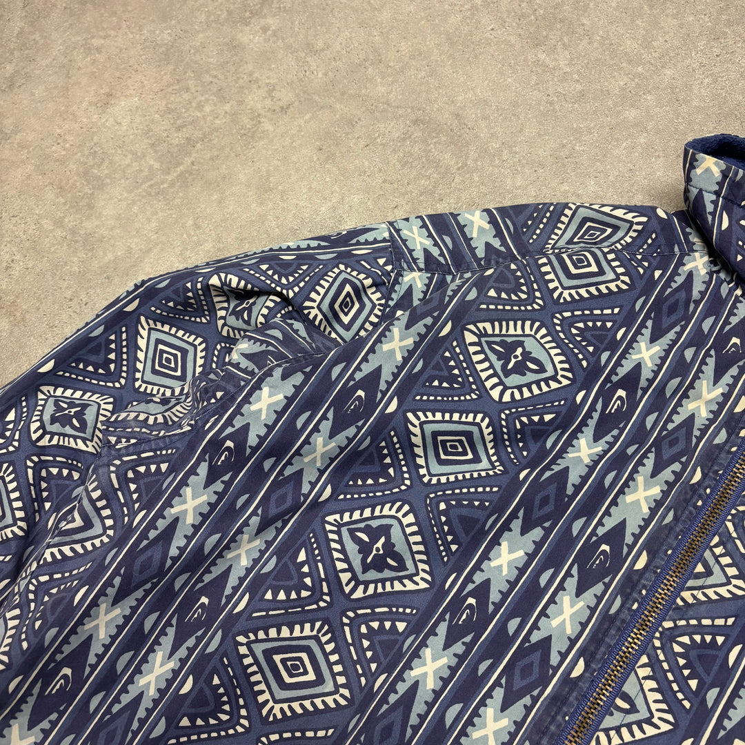 Vintage Quiksilver Crazy Pattern Blue Fleece Lined Jacket (M)