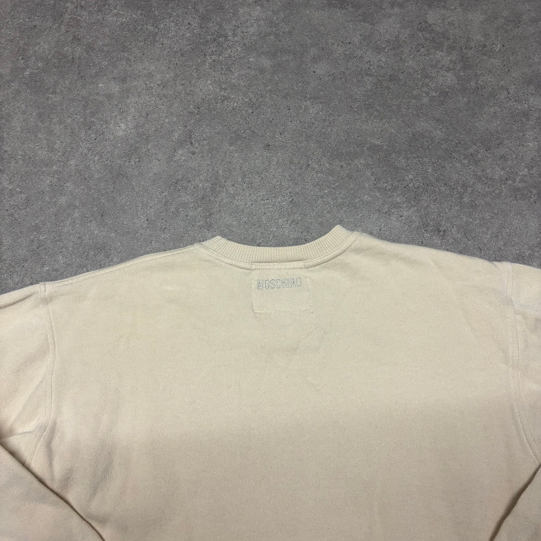 Rare 1980's Vintage Moschino Beige Graphic Sweatshirt (Women's M)