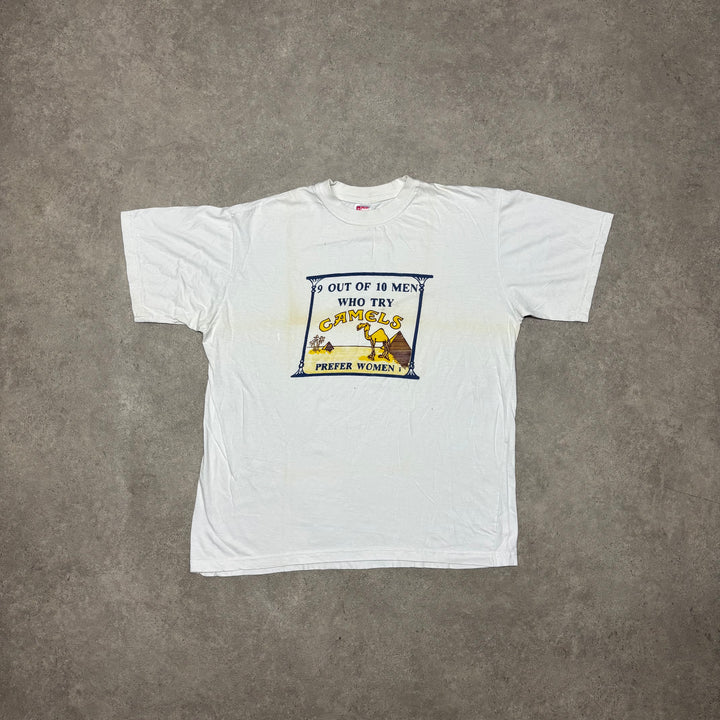Vintage Camel Cigarettes White Graphic T-Shirt (XL)