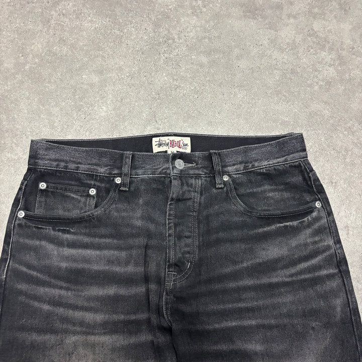 Stussy Washed Black Relaxed Fit Denim Jeans (30x32)