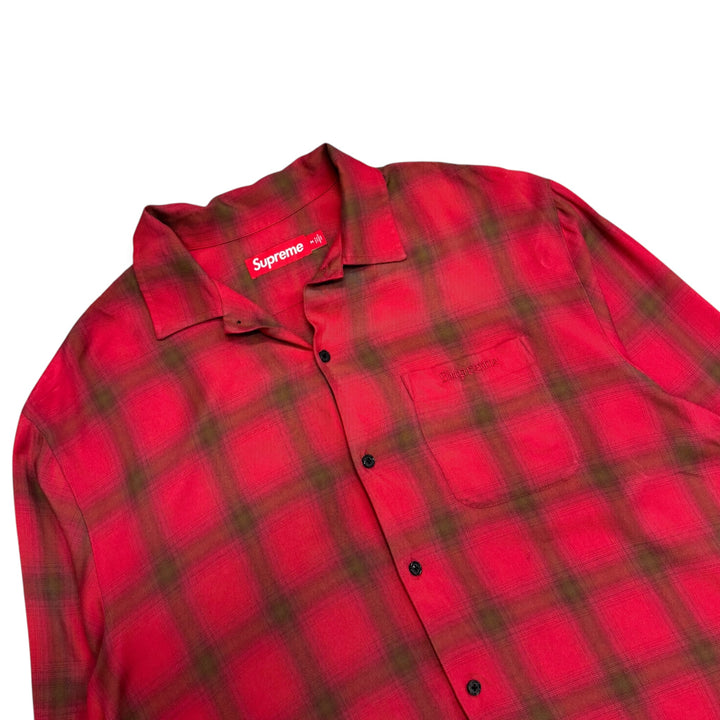 Supreme Shadow Plaid Rayon Magenta Shirt (M)