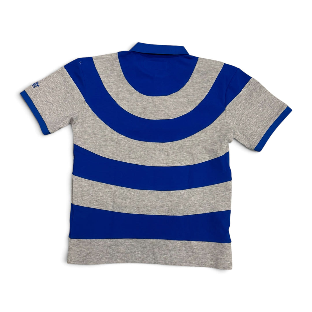 Always Do What You Should Do Curved Stripe Polo Shirt Blue and Grey (L)