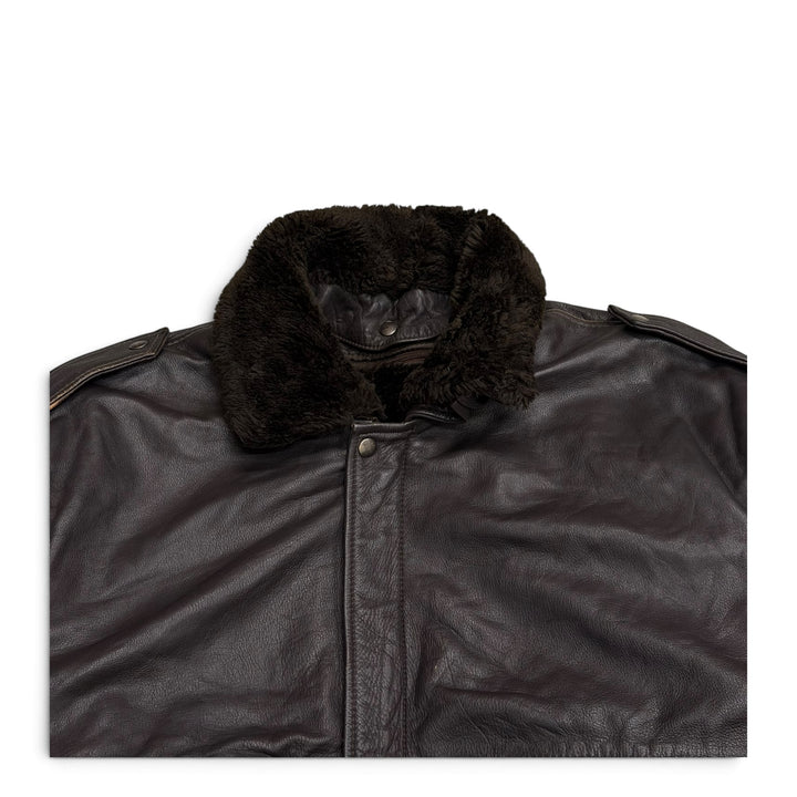 Vintage Pilot Leather Jacket Fur Lined (XL)
