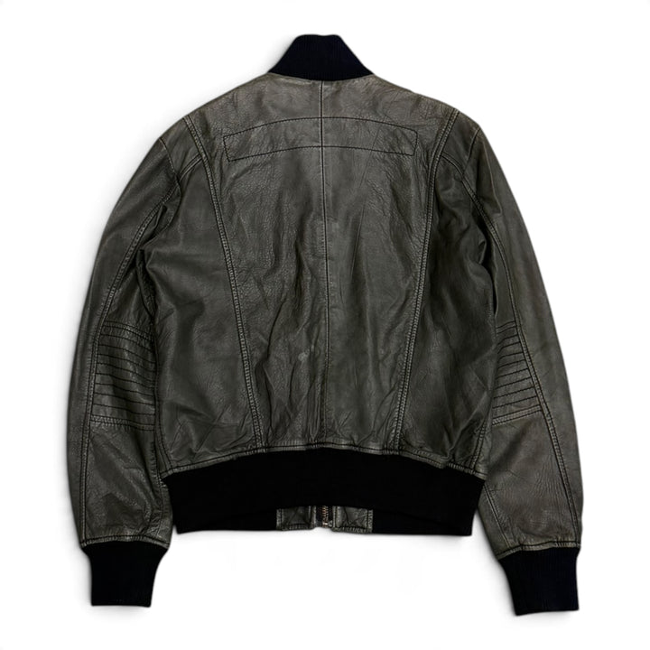 Vintage Bikkemberg Dark Green Leather Flight Jacket (S)