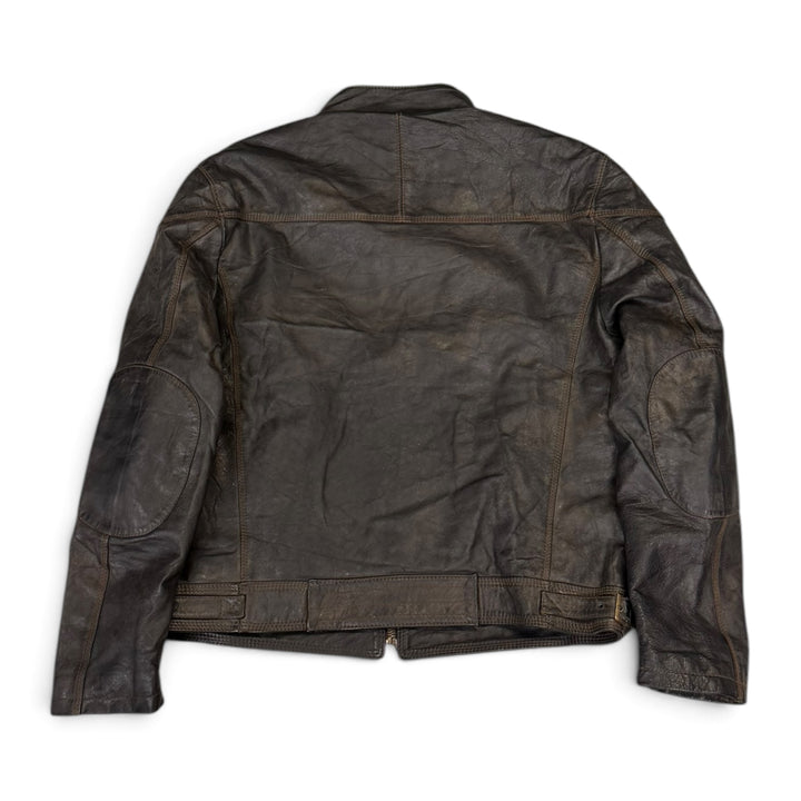 Vintage Motorbike Style Leather Jacket Black (M)