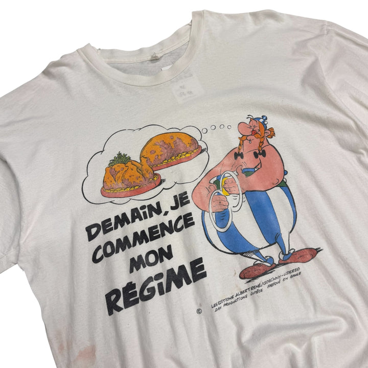 Vintage Single Stitch Asterix And Obelix Graphic T shirt White (XL)