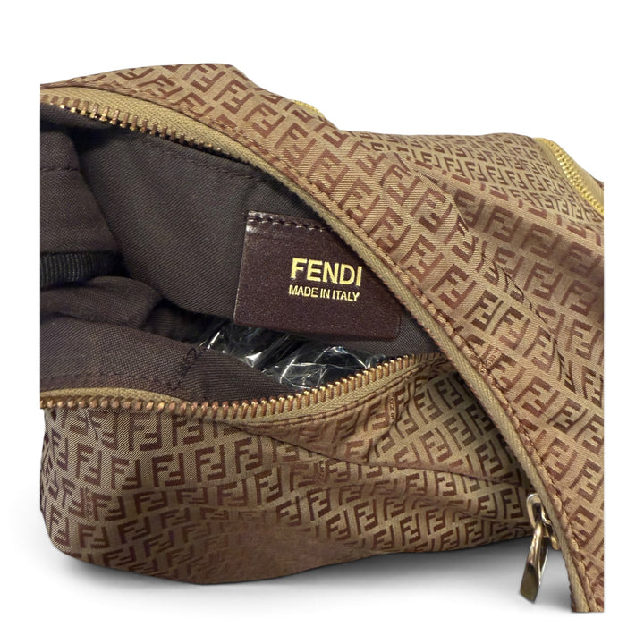 Fendi Zucca Pattern Canvas Shoulder Bag Beige
