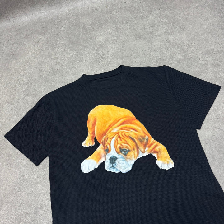 Always Puppy Pitbull Black graphic Waffle T-Shirt (S)