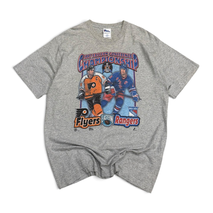 Vintage NHL Flyers Rangers Graphic T shirt Gray (XL)