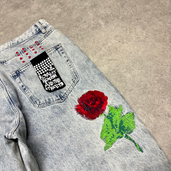 Ksubi Light Blue Denim Embroidered Jeans (36x32)