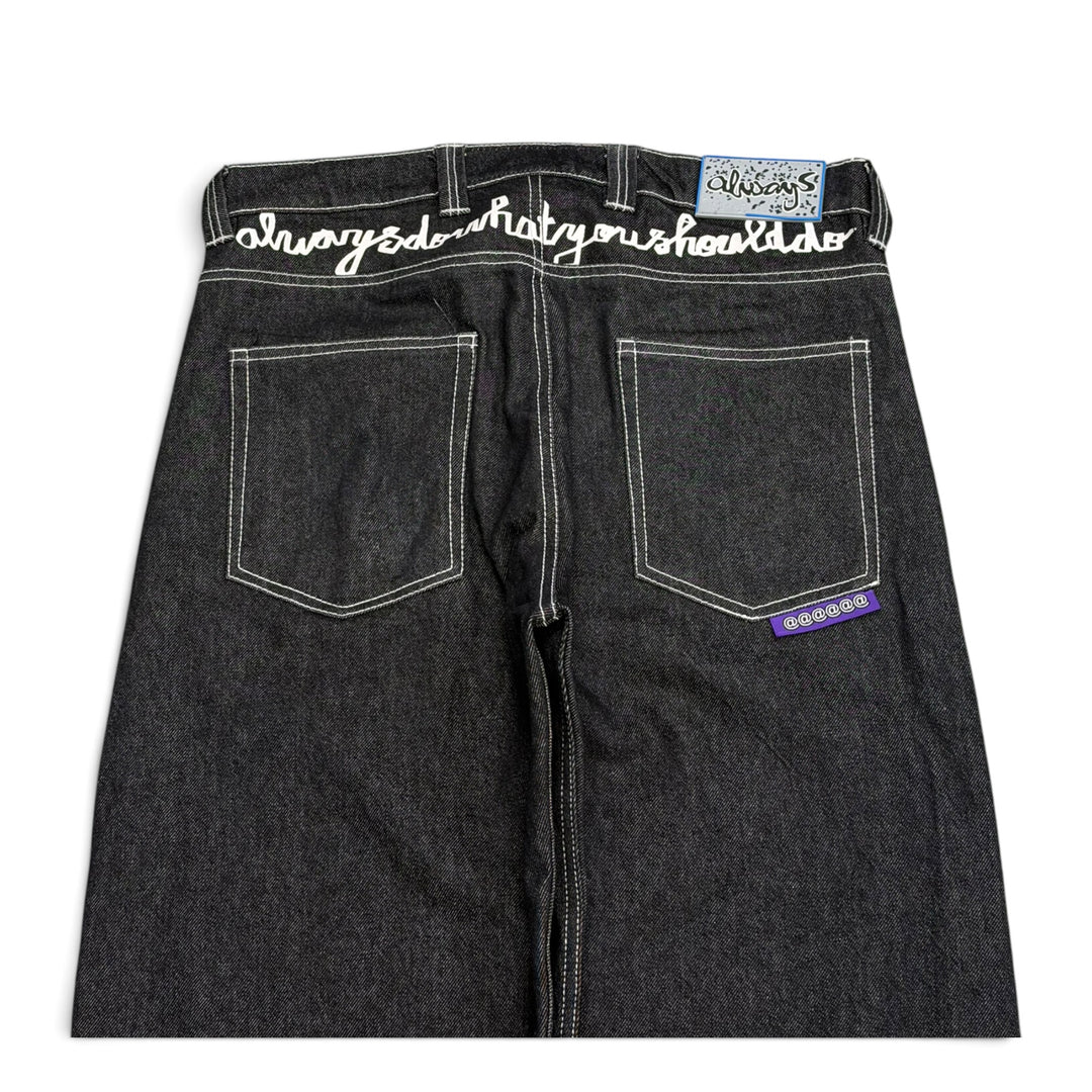 Always do what you should do black washed baggy denim Trousers (L)