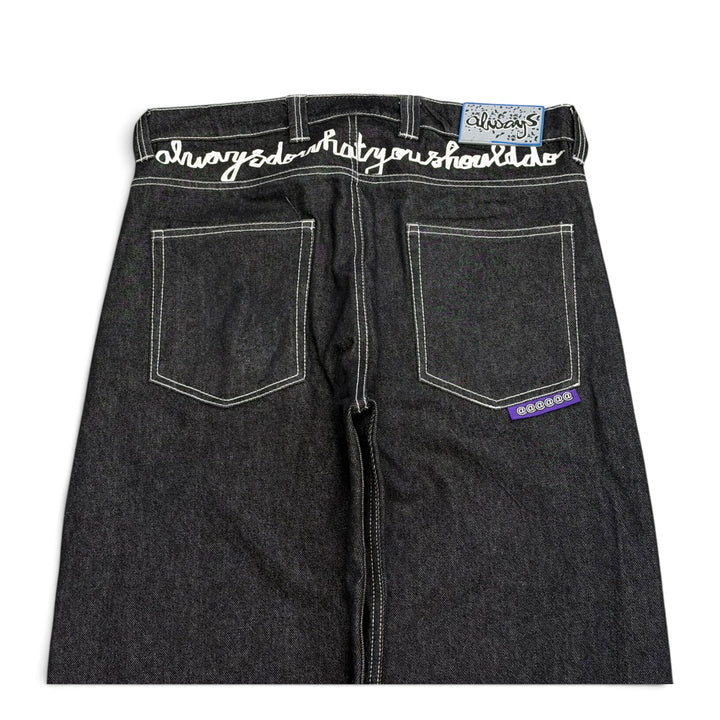 Always do what you should do black washed baggy denim Trousers (L)