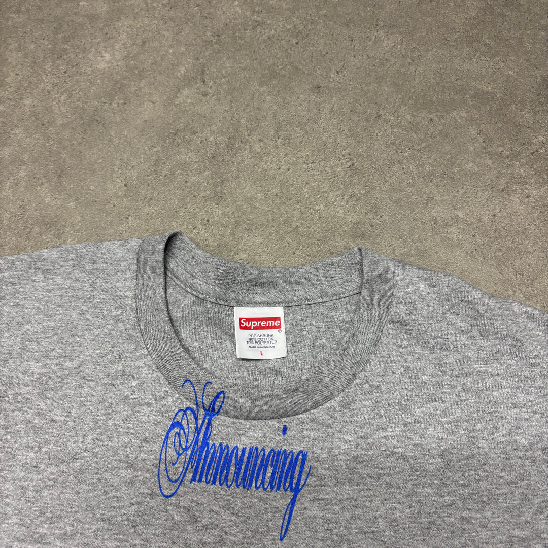 Supreme Announcing Grey Graphic T-Shirt (L)