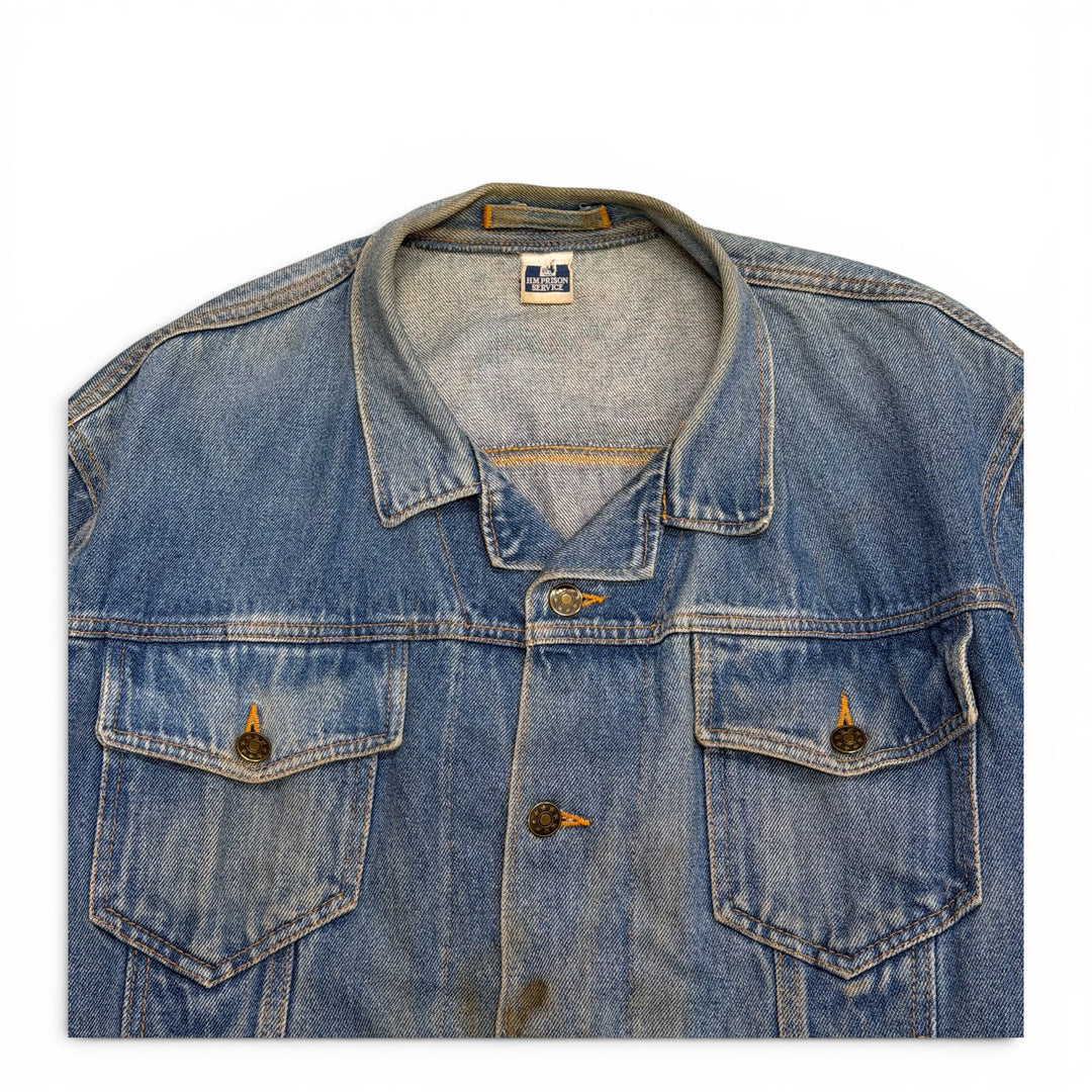 Vintage HM Prison Service Distressed Blue Denim Jacket (M)