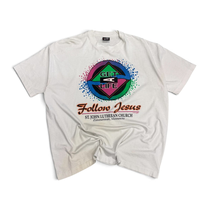 Vintage 90's Get A Life Graphic T shirt White (XL)