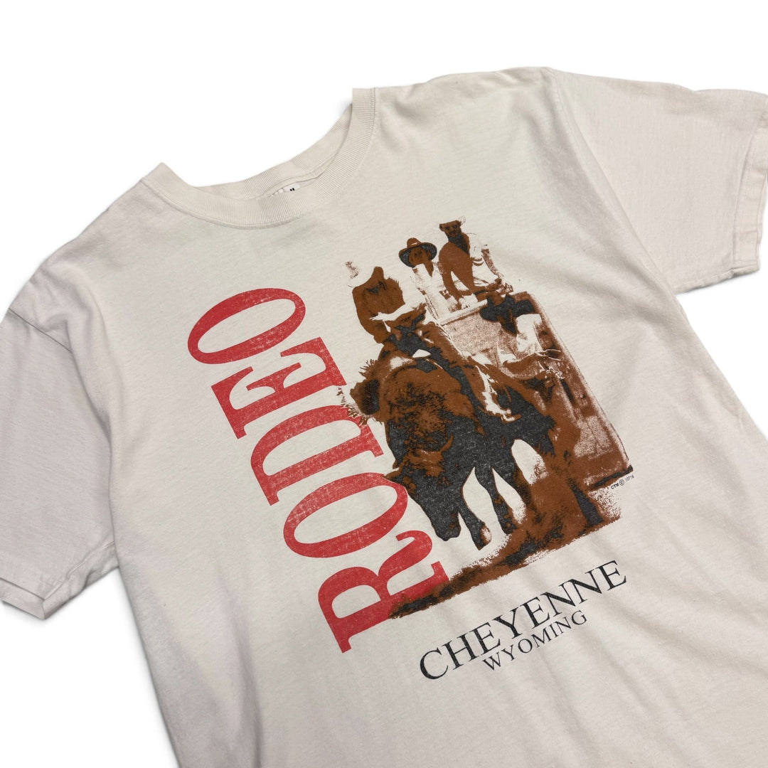Vintage Wyoming Rodeo White Graphic T-Shirt (L)
