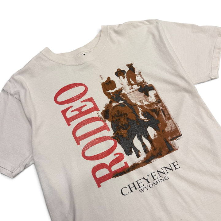 Vintage Wyoming Rodeo White Graphic T-Shirt (L)