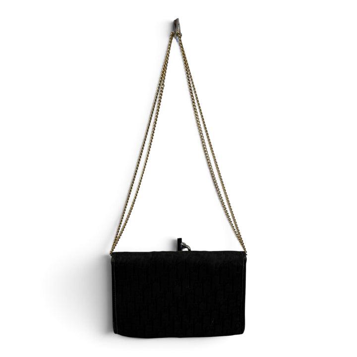 Dior Black Oblique Canvas Chain Shoulder Bag