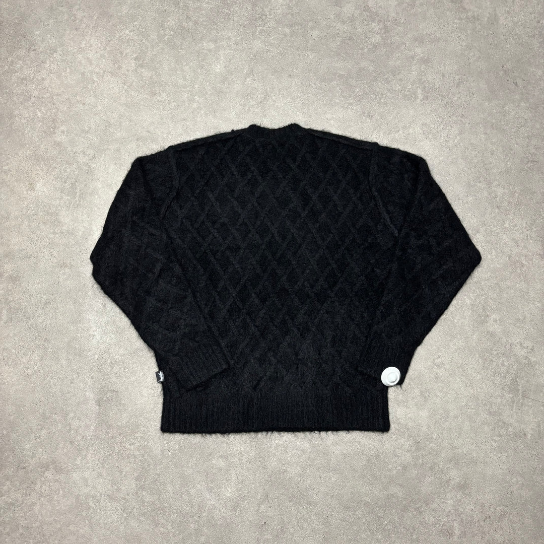 Stussy Black Diamond Knitted Wool Sweater (L)