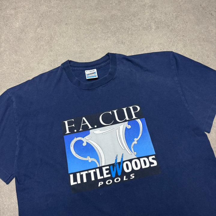 Vintage FA Cup Littlewoods T-Shirt Single Stitch Navy (XL)