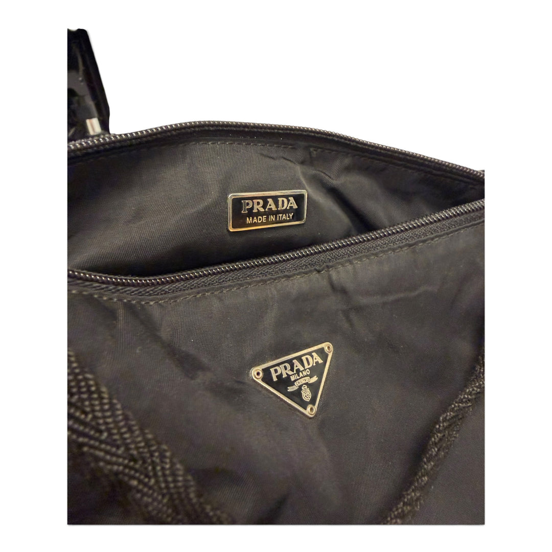 Prada Mini Nylon Handbag Pouch Black