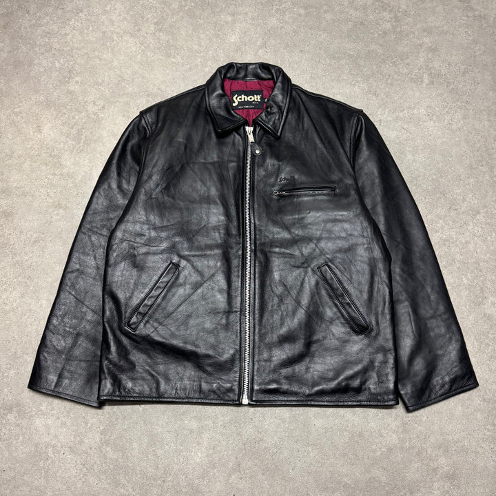 Vintage Schott NYC Black Leather Jacket (XL)
