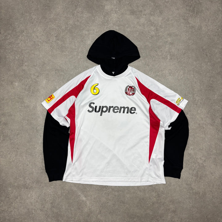Supreme White Soccer Jersey Hoodie (M)
