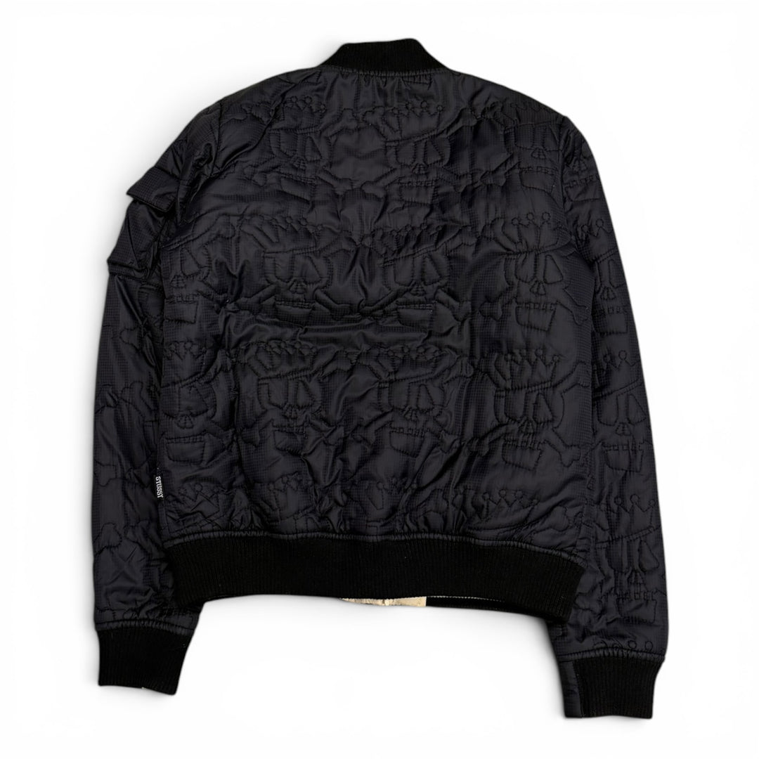 Stussy Reversible Navy & Cream Padded Bomber Jacket (XS)