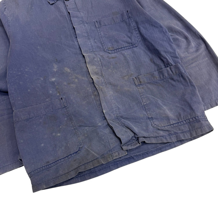 Vintage Distressed Faded Blue French Chore Jacket (M)