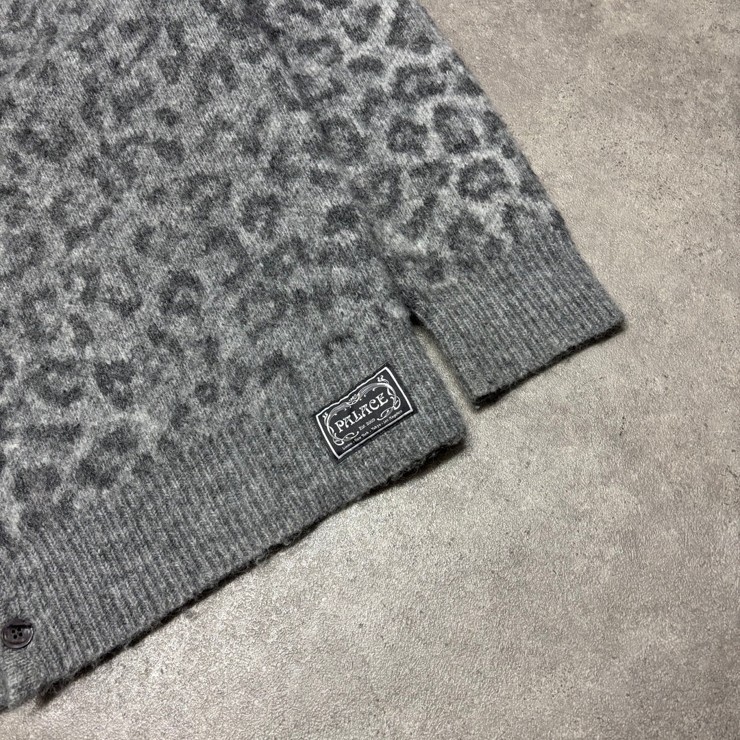 Palace Grey Leopard Patterned Wool Cardigan (L)