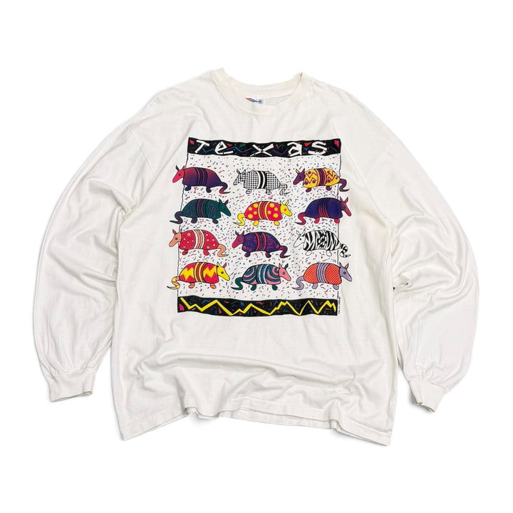 Vintage 90's Texas Graphic Long Sleeve T shirt White (XL)