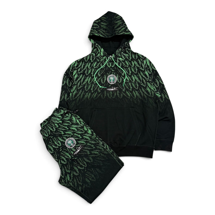 Nike Nigeria X Slawn Fleece Hoodie Tracksuit Set (Black L)