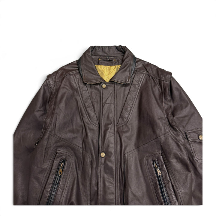 Vintage Dark Brown Leather Flight Jacket (L)