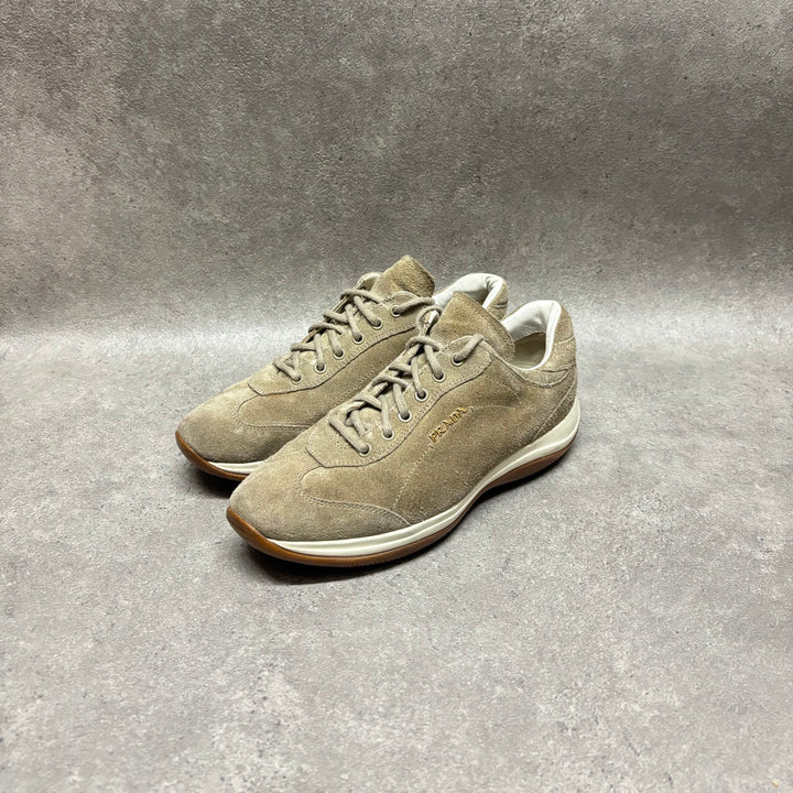 Prada Sport Beige Lace Up Low Top Trainers (UK5)