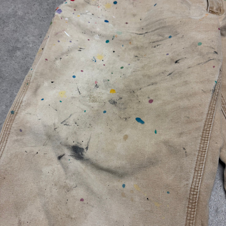 Vintage Carhartt Beige Paint Splatter Carpenter Trousers (40x30)