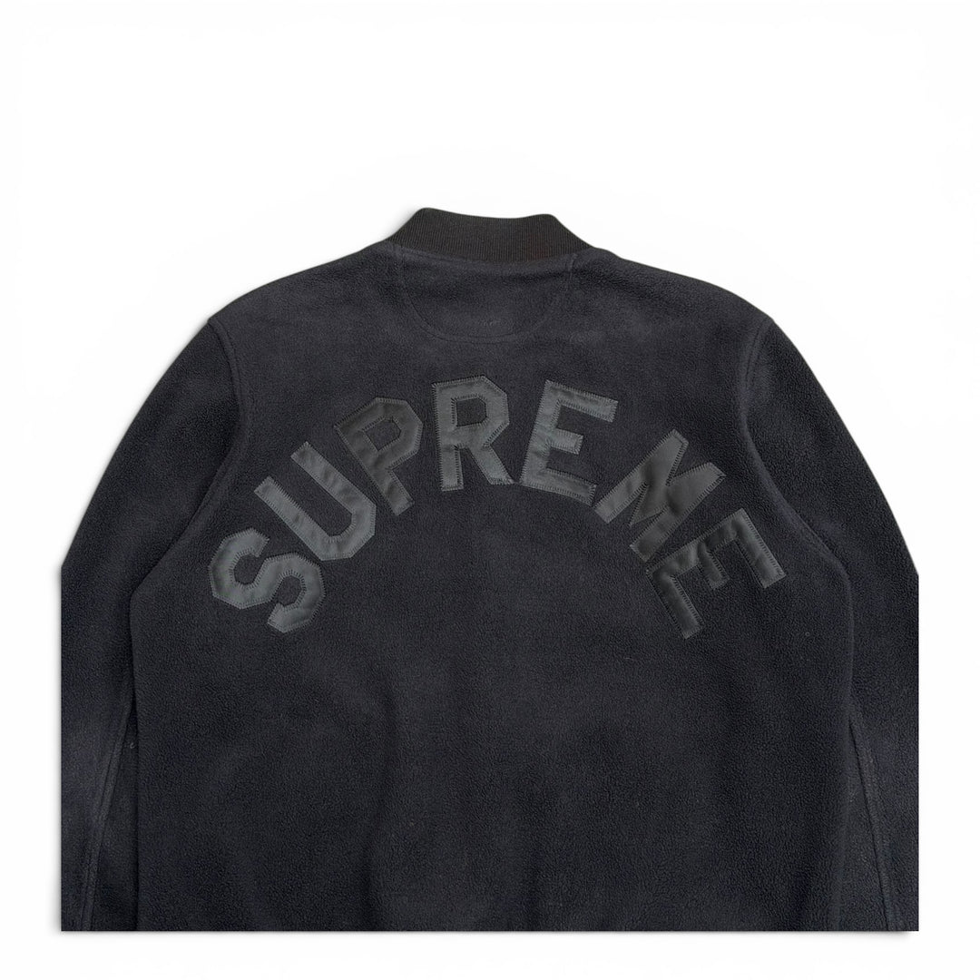 Supreme Black Fleece Button Up Varsity Jacket (L)