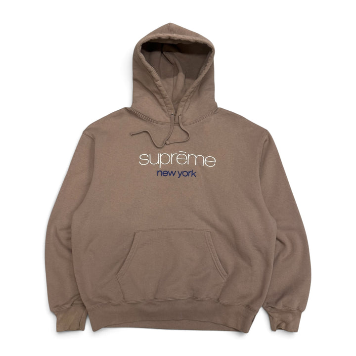 Supreme New York Light Brown Spellout Hoodie (L)