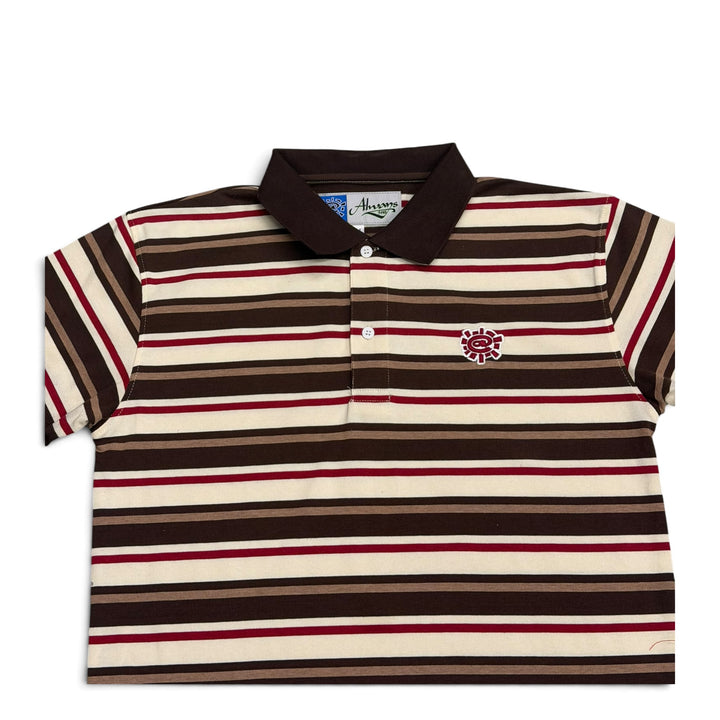 Always Do What You Should Do Striped Polo T Shirt Brown (M)