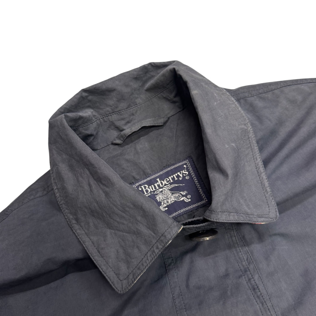 Vintage Burberry Navy Long Lightweight Over Coat (L)