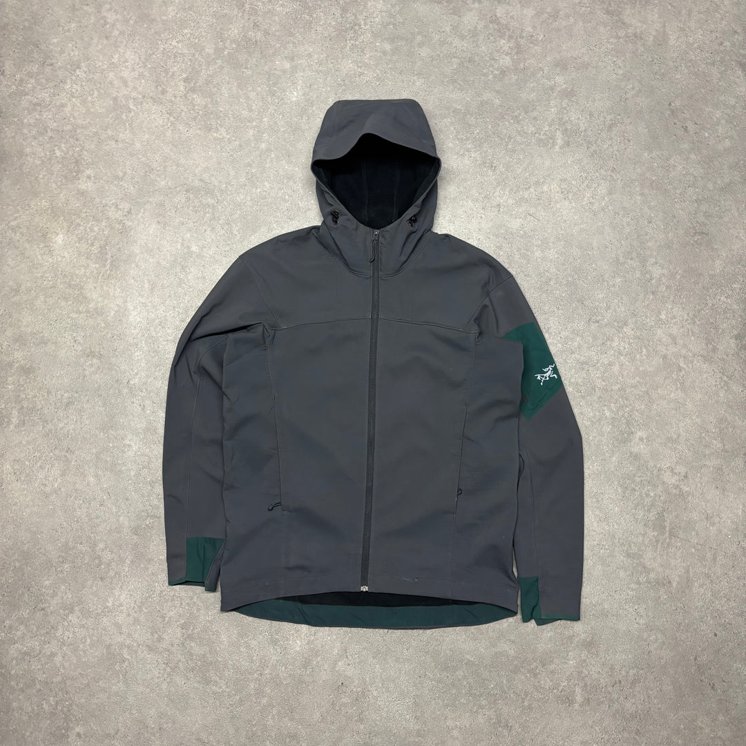 Vintage Arc'teryx Grey Soft Shell Hooded Jacket (M)