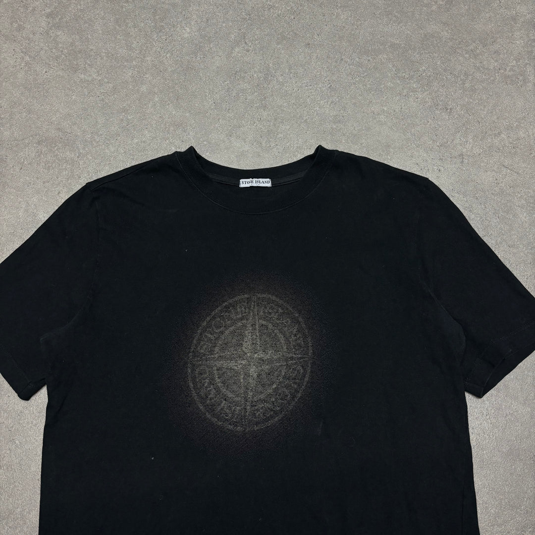 2000's Vintage Stone Island Black Graphic T-Shirt (L)